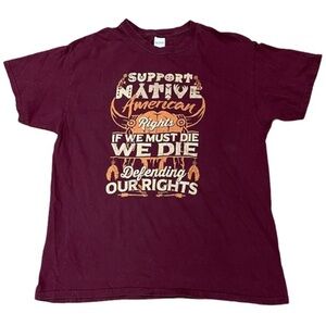 Gilden support Native American rights T-Shirt sz L